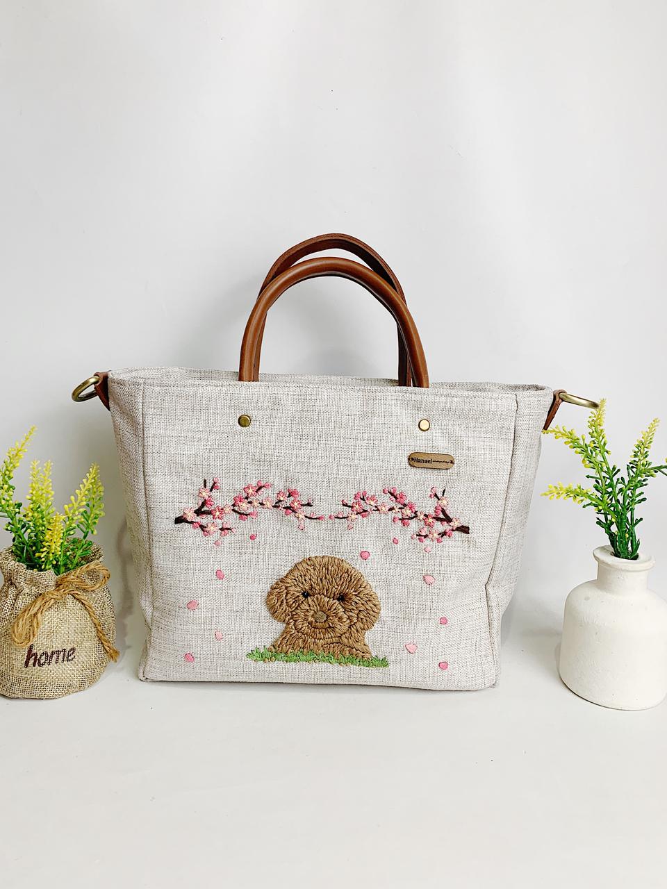 Doggy and Sakura Alizza Bag Embroidery